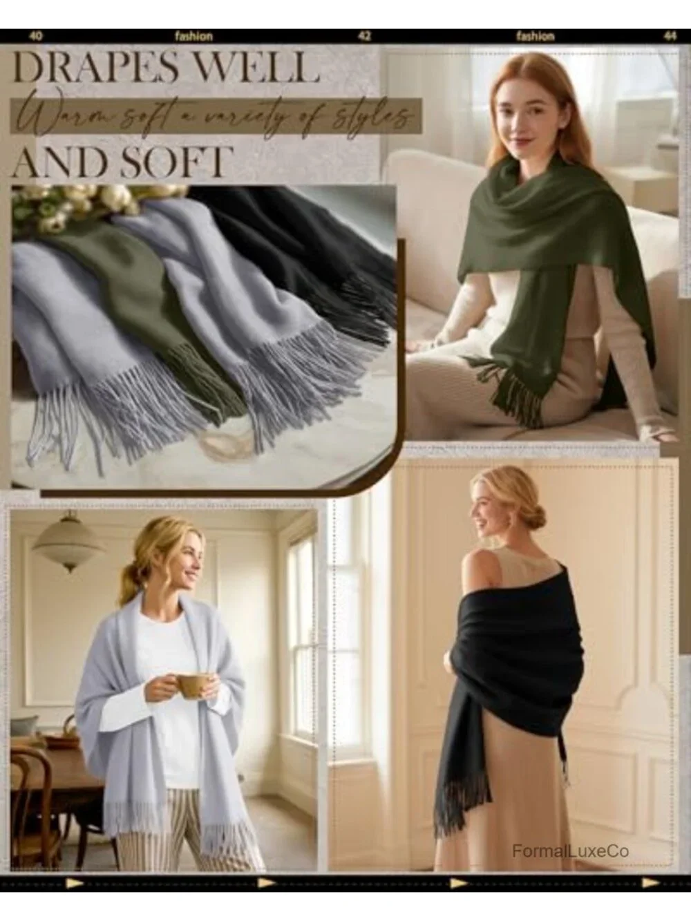 3 Pack Lightweight Shawl Wraps, Soft Polyester Blend, Wedding Bridesmaid